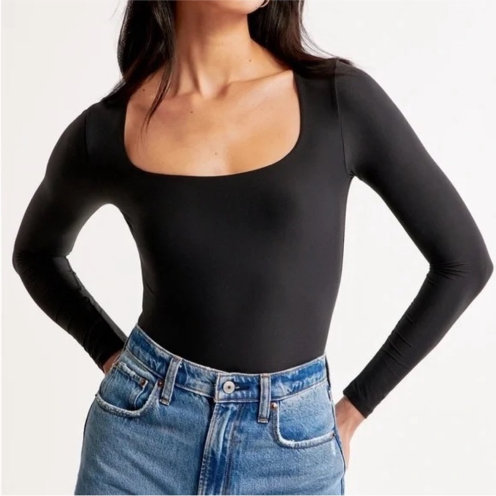Abercrombie & Fitch Black Long Sleeve Bodysuit